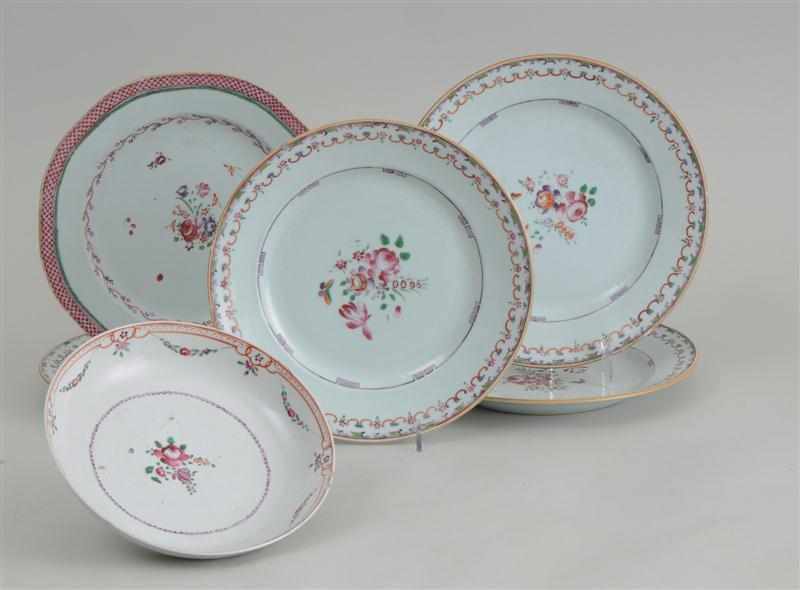 Appraisal: SET OF FOUR CHINESE EXPORT FAMILLE ROSE PORCELAIN FLORAL-DECORATED PLATES