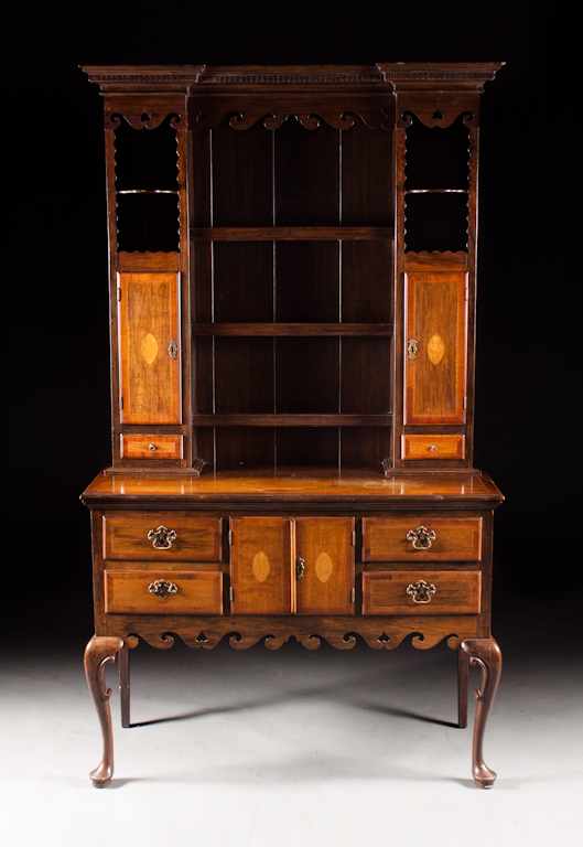 Appraisal: George II style inlaid oak Welsh dresser second half- th