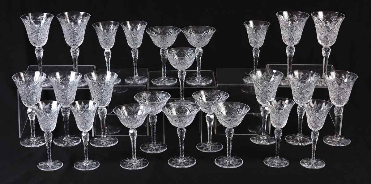 Appraisal: SIGNED ST LOUIS FRENCH CUT CRYSTAL pieces to include goblets