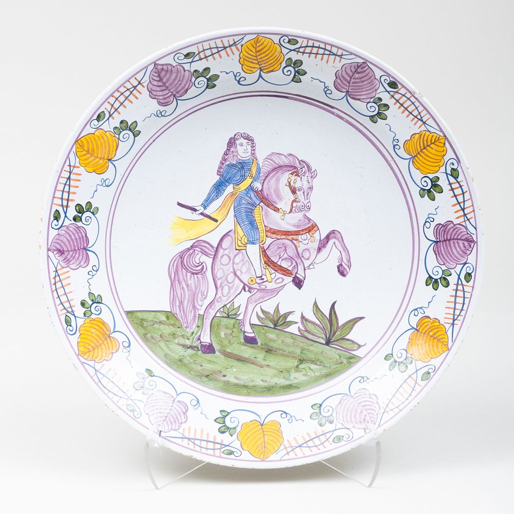 Appraisal: Delft Charger of William of Orange Blue painted 'HB' mark