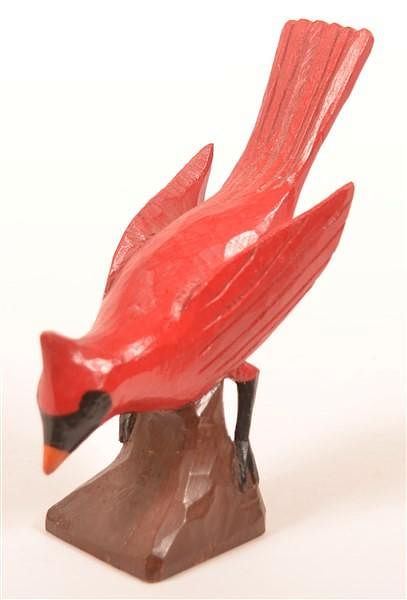 Appraisal: Contemporary Folk Art Carving of a Cardinal Contemporary Folk Art