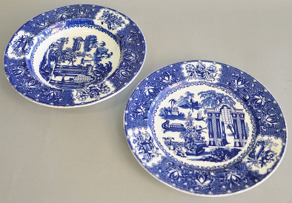 Appraisal: Group of blue and white Copeland plates bowls tray and