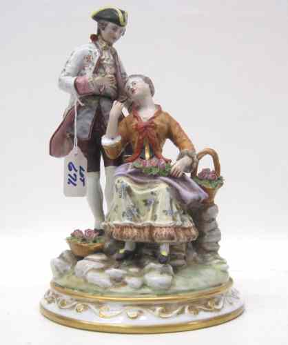 Appraisal: CAPODIMONTE PORCELAIN FIGURAL GROUP a courting couple the woman seated