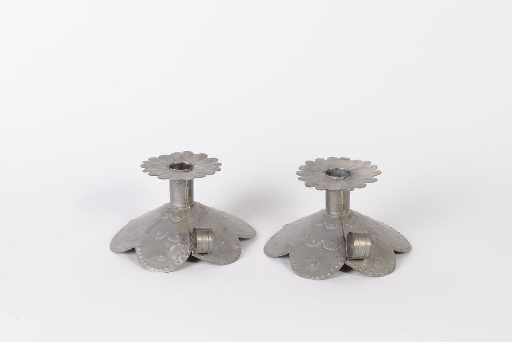 Appraisal: Pair of Tin Candleholders th Century New Mexico Pair of