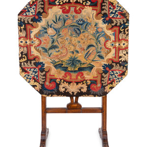 Appraisal: A Victorian Needlepoint-Mounted Tilt-Top Coaching Table TH TH CENTURY Height