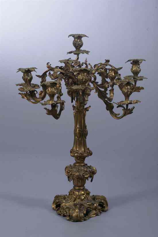 Appraisal: NAPOLEON III BRONZE-DOR NINE-LIGHT CANDELABRUM late th century Scrolling tripartite