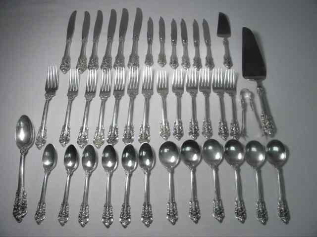 Appraisal: Wallace sterling silver flatware service for six in the ''Grand