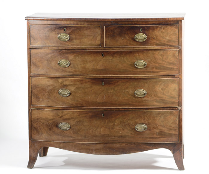 Appraisal: GEORGE III MAHOGANY BOW-FRONT CHEST OF DRAWERS English early th