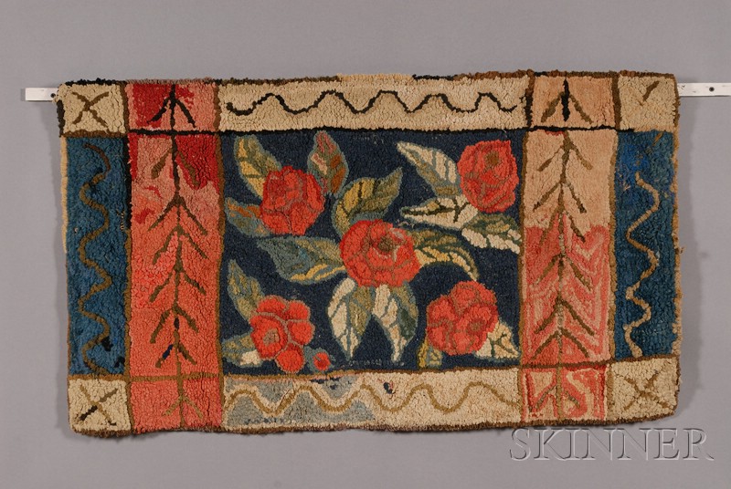 Appraisal: Wool and Cotton Floral Hooked Rug America late th century