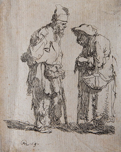 Appraisal: REMBRANDT VAN RIJNBeggar man and beggar woman conversing New Hollstein