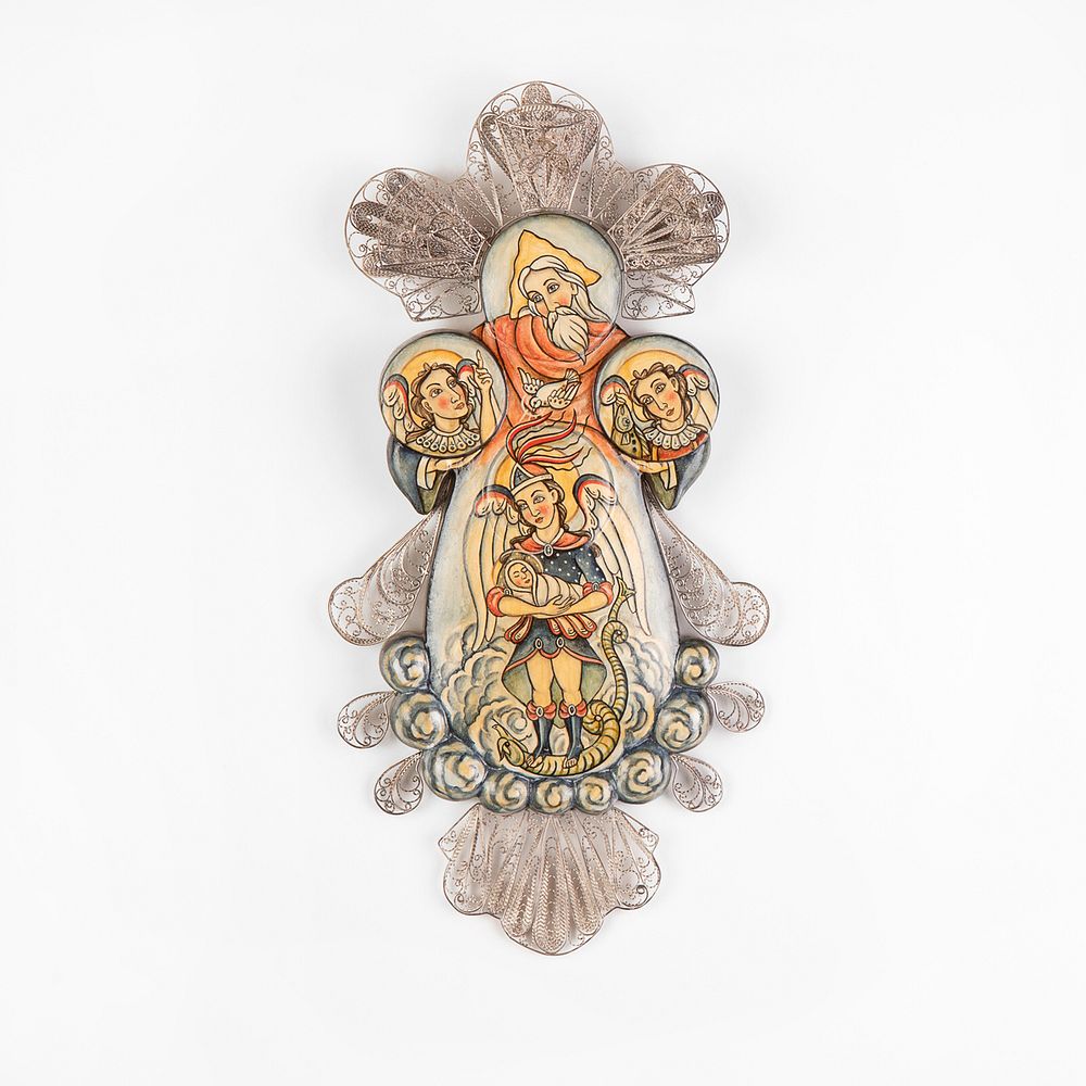 Appraisal: Felipe Rivera and Onofre Lucero Silver Filigree Retablo of San