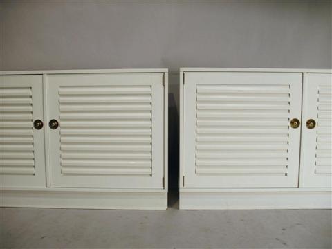 Appraisal: MODERN WHITE BEDROOM FURNITURE SUITE Includes pair of white louvered