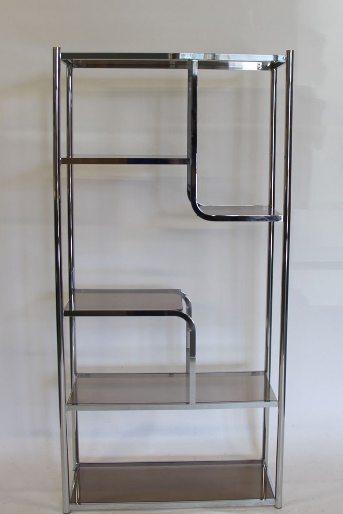 Appraisal: Midcentury Chrome Etagere With Glass Shelves From an Irvington NY