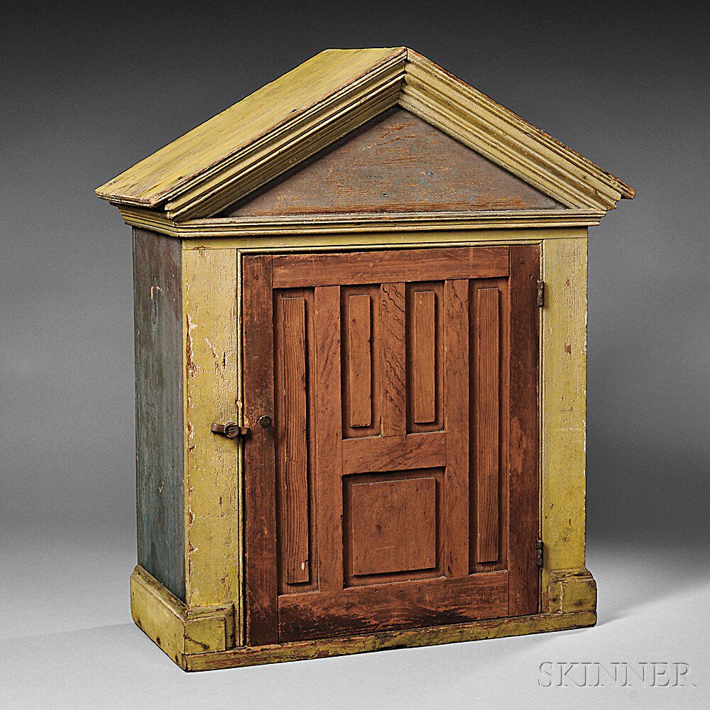 Appraisal: Greek Revival Painted Pine Architectural Cupboard New Hampshire c molded