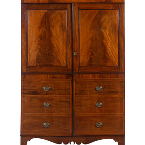 Appraisal: A Regency Mahogany Armoire Simulating a Linen Press th Century