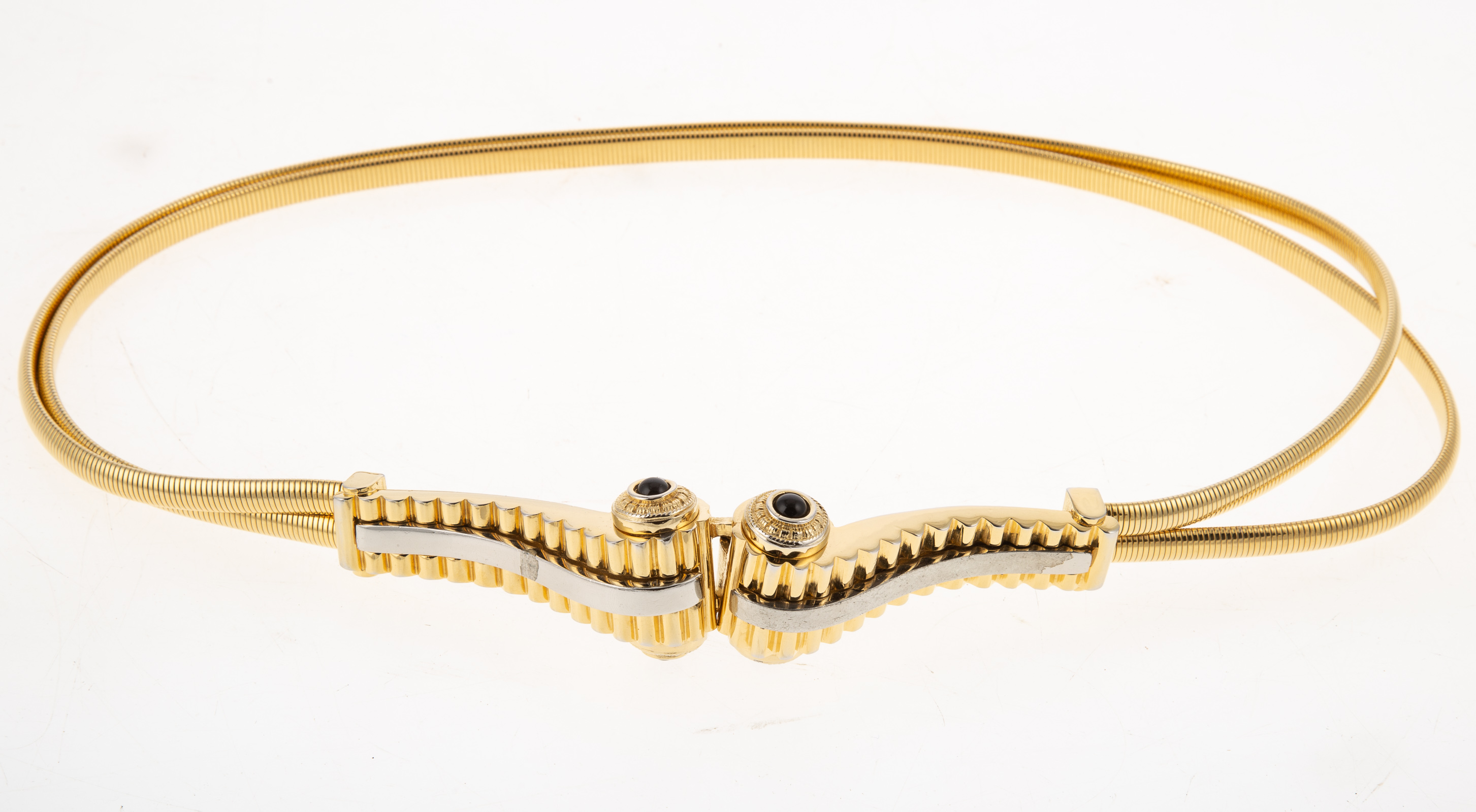 Appraisal: JUDITH LEIBER GOLD AND SILVER TONE STRETCH BELT in L