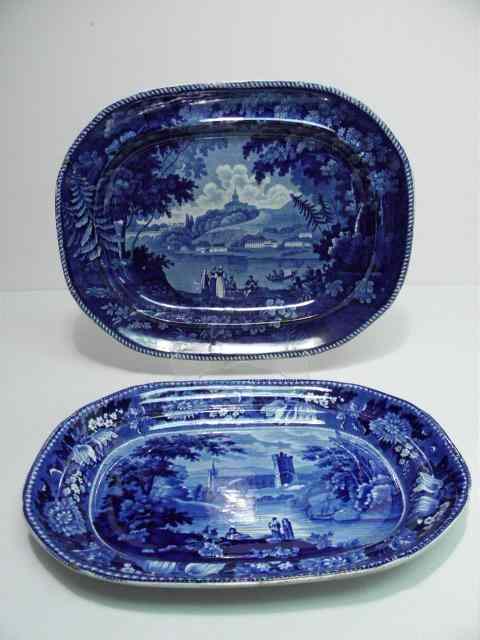 Appraisal: Lot of two English historical Staffordshire deep blue transferware platters