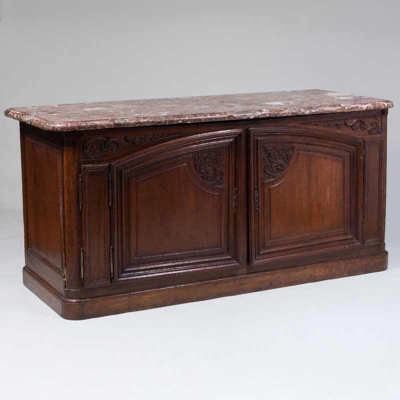 Appraisal: R gence Carved Oak Buffet de Chasse With marble top