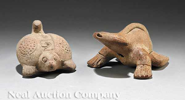 Appraisal: Two Veracruz Animal Form Pottery Whistles c - the first