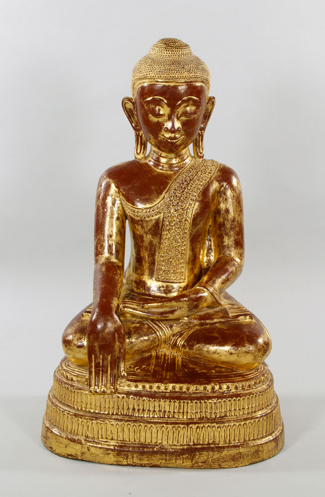 Appraisal: - Burmese Lacquered Papier Mache Buddha Figure Figures of the