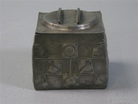 Appraisal: Tudric Pewter rectangular tobacco jar with impressed mark to base