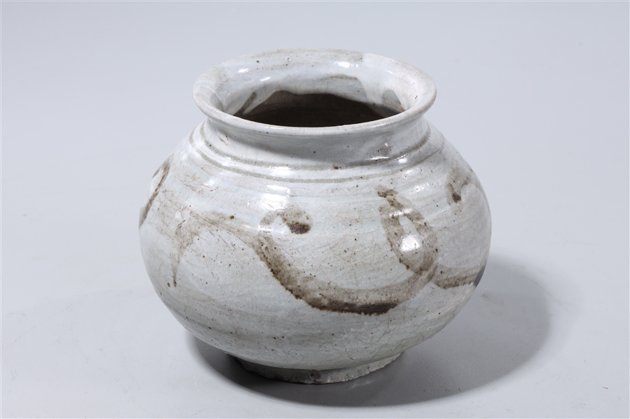 Appraisal: Korean glazed ceramic jar x approx Condition firing flaws glaze