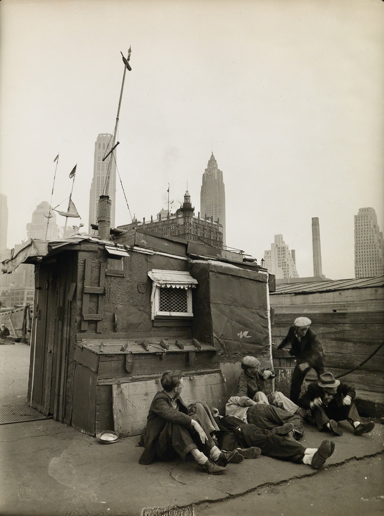 Appraisal: BERENICE ABBOTT - Shelter on the waterfront Pier East River