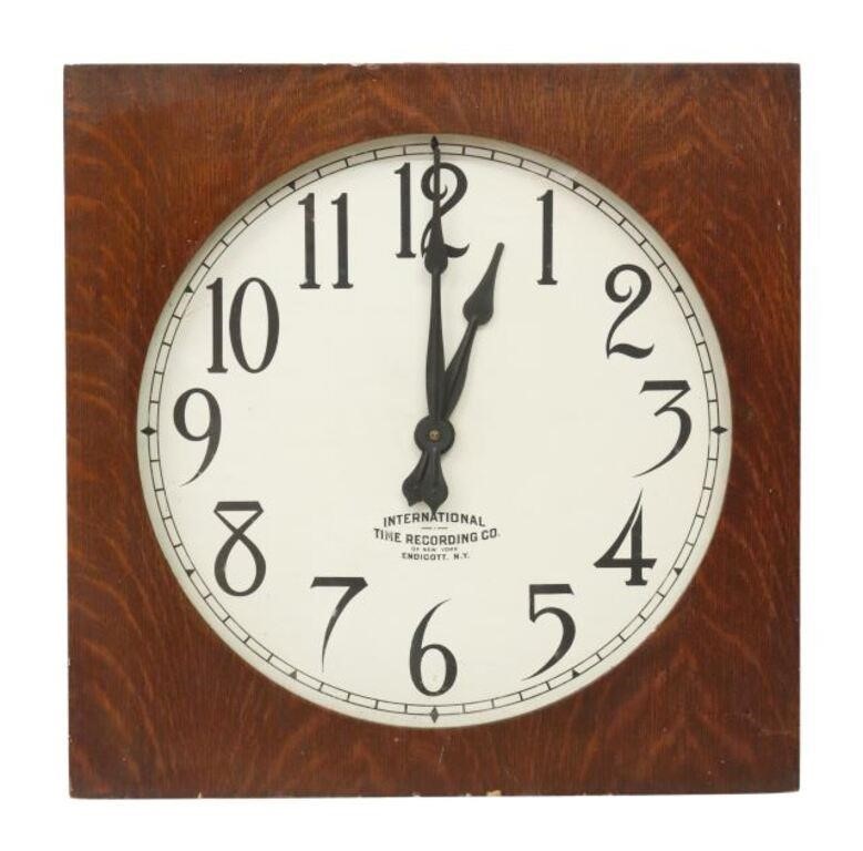 Appraisal: American oak wall clock International Time Recording Company of New