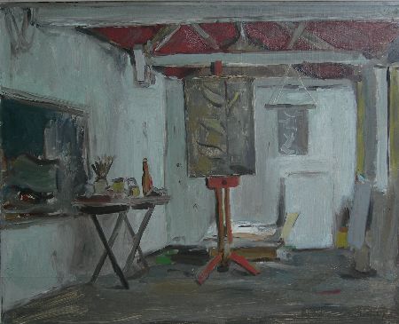 Appraisal: ALASTAIR FLATTELY SCOTTISH - STUDIO IN JERSEY Signed oil on