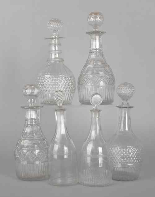 Appraisal: Six colorless glass decanters th c tallest - h