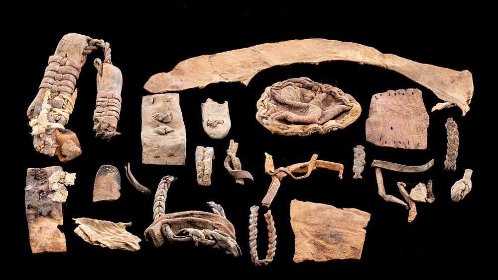 Appraisal: Lot of Egyptian Leather Fragments First Time At Auction Egypt