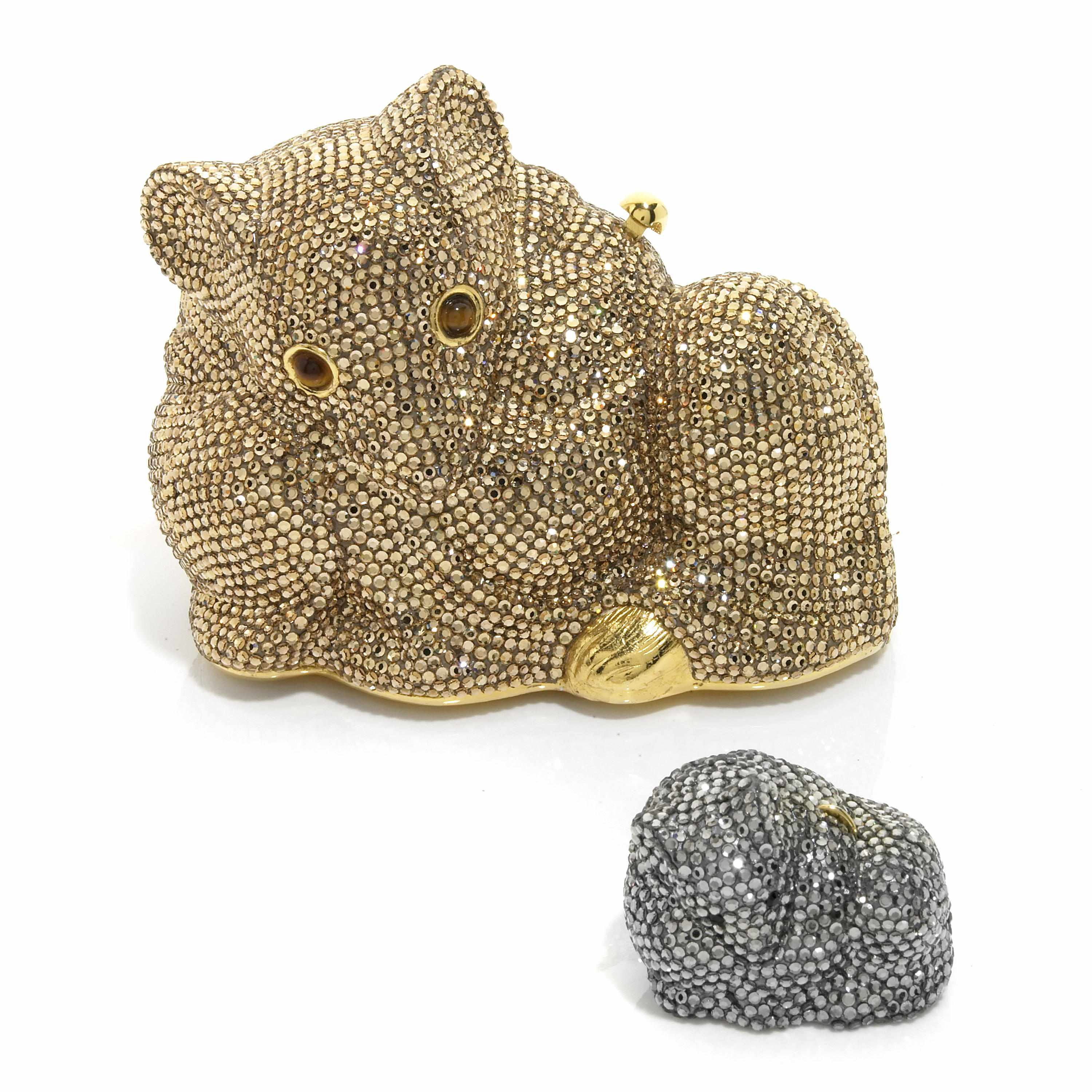 Appraisal: A gold crystal mouse minaudiere together with a silver crystal