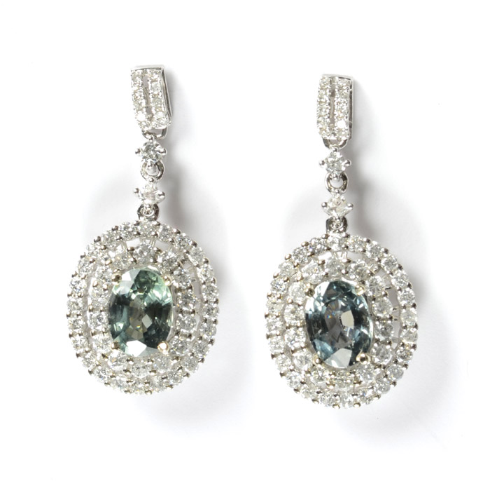 Appraisal: PAIR OF GREEN SAPPHIRE EARRINGS each k white gold with