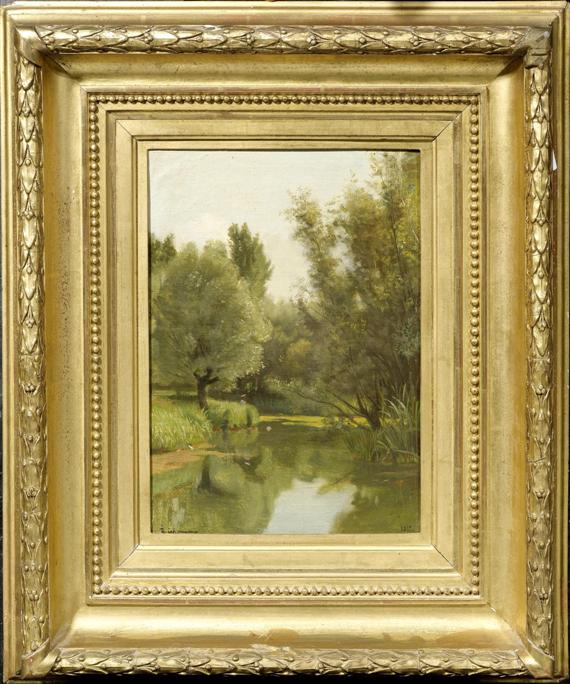 Appraisal: RICHOMME JULES ATTRIBUTED TO Paris Landscape with a pond Oil