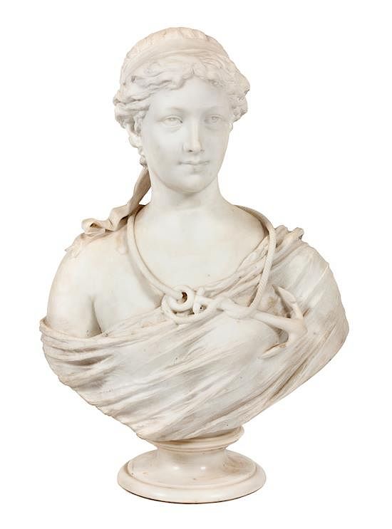 Appraisal: A Marble Bust Height inches A Marble Bust depicting a