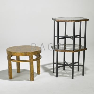 Appraisal: JOHN WIDDICOMB HENREDON Three occasional tables USA s Polychromed wood