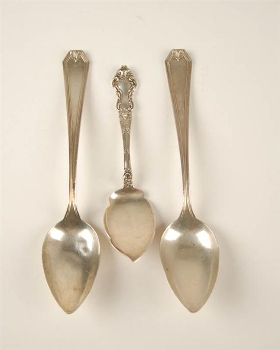 Appraisal: Three Sterling Serving Spoons two serving spoons by the Whiting