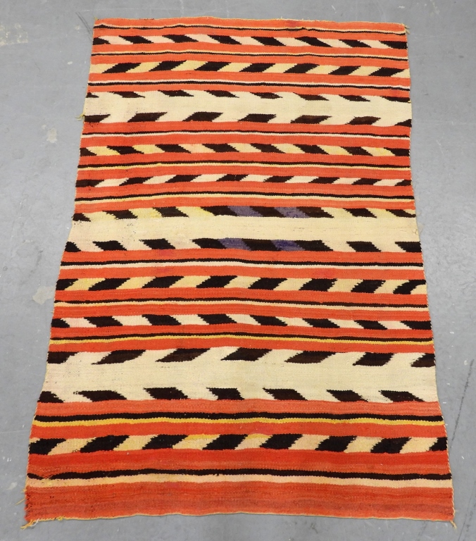 Appraisal: NATIVE AMERICAN NAVAJO BANDED TRANSITIONAL BLANKET United States Circa Navajo