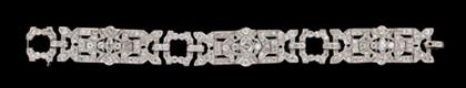 Appraisal: Platinum and diamond bracelet art deco period Three oblong openwork