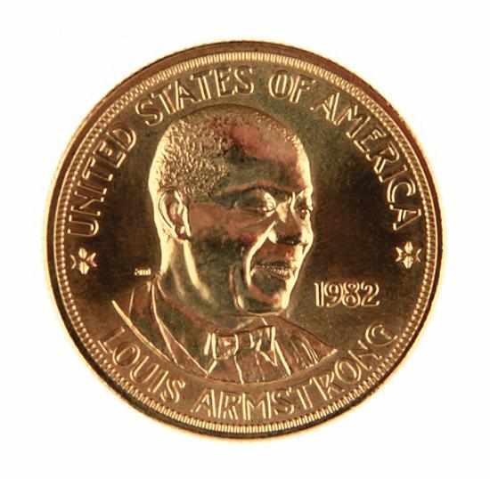 Appraisal: American Arts Commemorative Series Louis Armstrong gold medallion obverse with