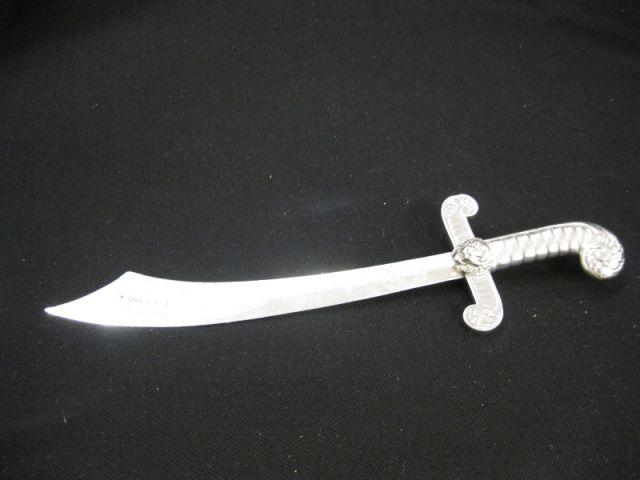 Appraisal: Shreve Company Sterling Sword Letter Opener lion decor on handle