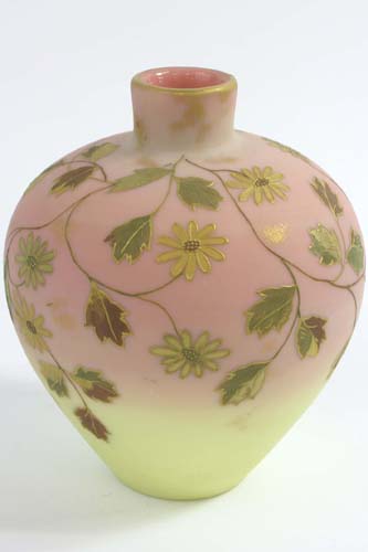 Appraisal: WEBB BURMESE DECORATED ART GLASS VASE bulbous form decorated in