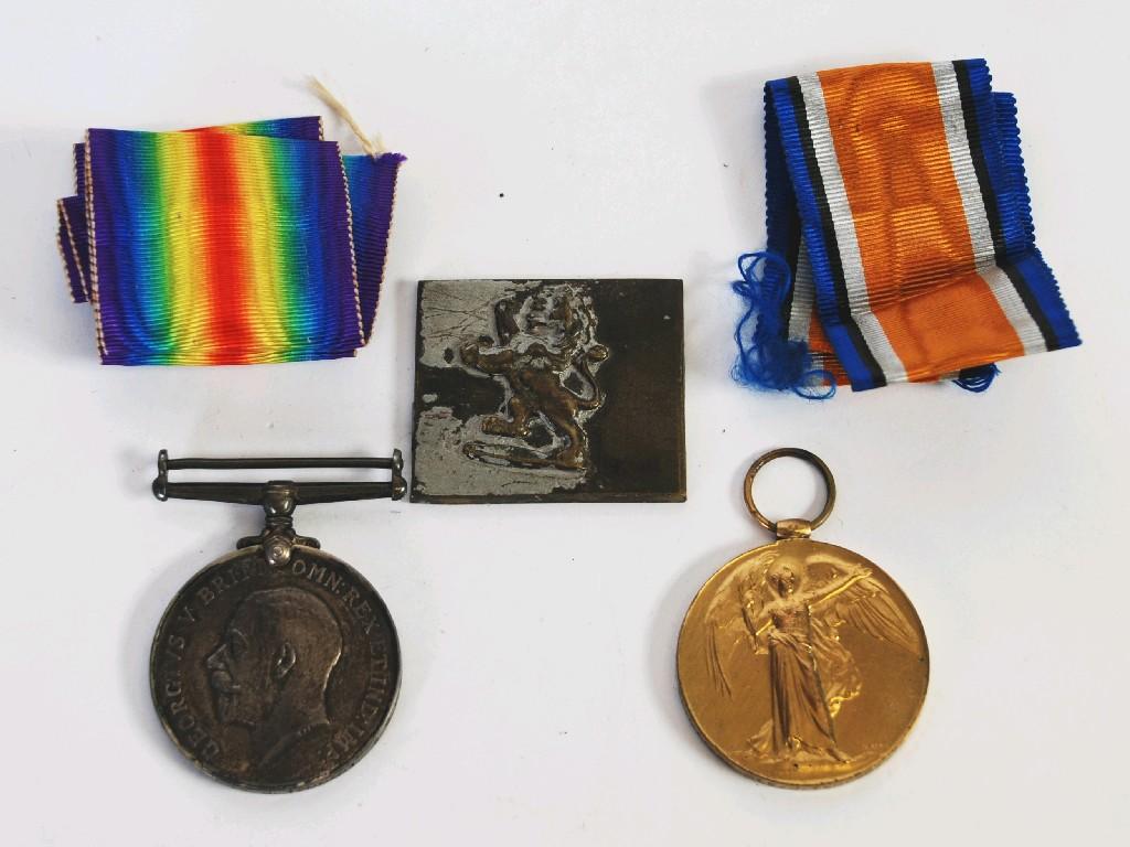 Appraisal: TWO WWI MEDALS AND RIBBONS awarded to M - Pte