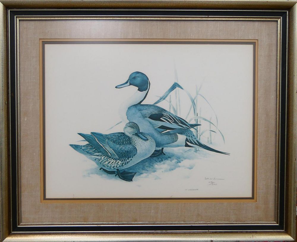 Appraisal: J F LANSDOWNE NUMBERED PRINT OF A DUCK Signed measures