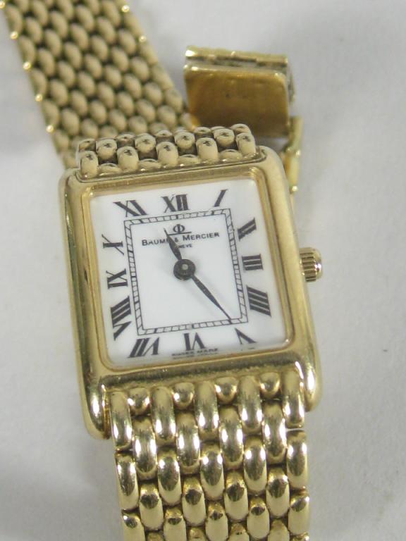 Appraisal: A Baume Mercier Lady's ct gold Wristwatch the rectangular dial