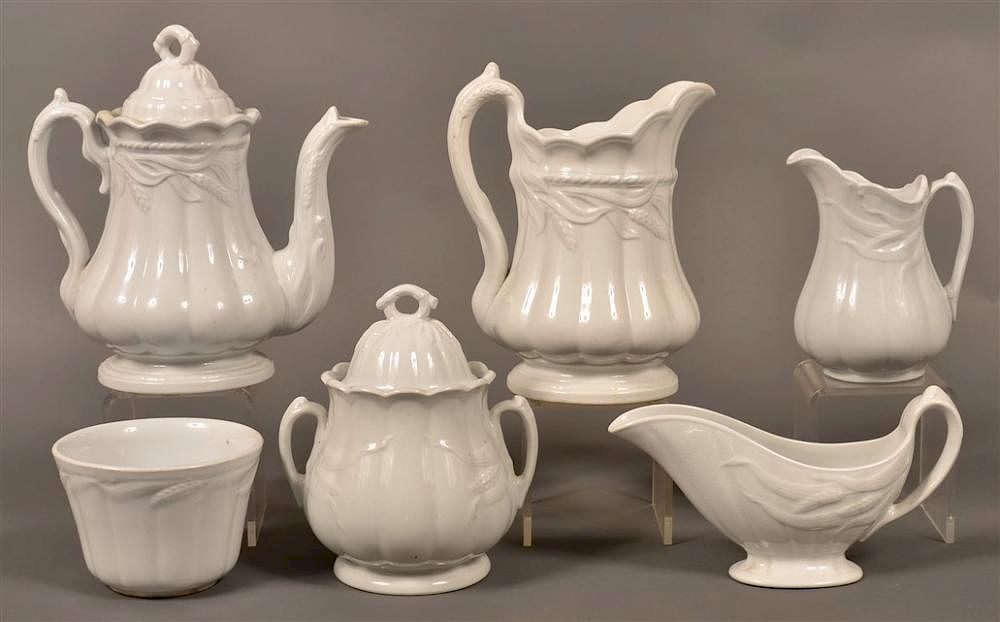 Appraisal: Pcs of Wheat Pattern White Ironstone China Six Pieces of