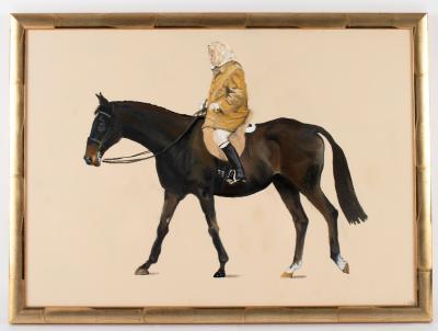 Appraisal: J Welan Her Majesty the Queen on Horseback oil on