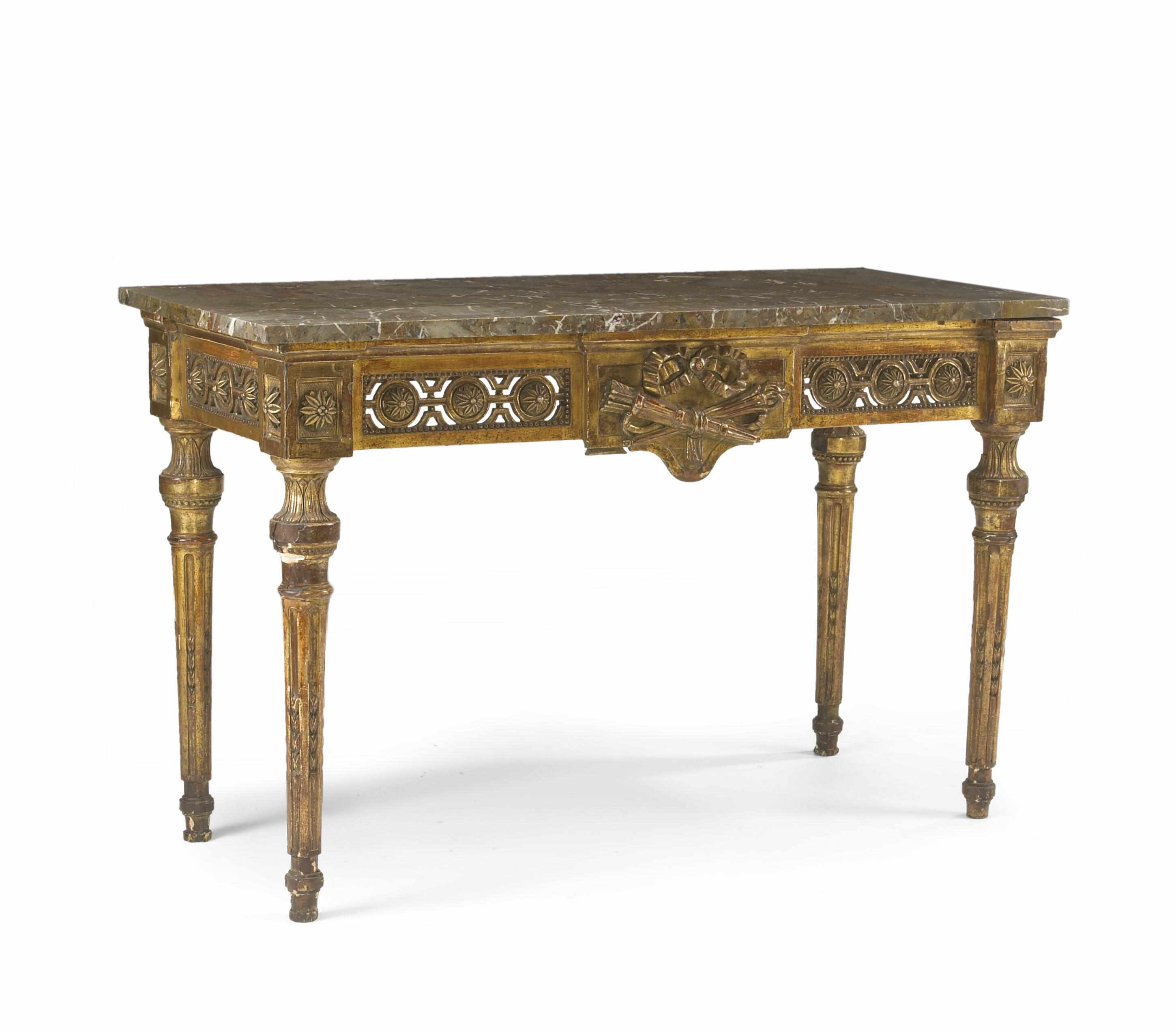 Appraisal: A Louis XVI giltwood console fourth quarter th century The