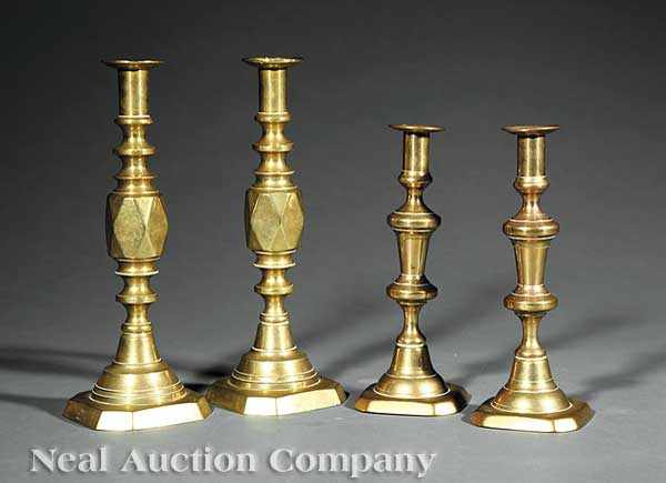 Appraisal: A Good Pair of English Brass Candlesticks impressed The Diamond