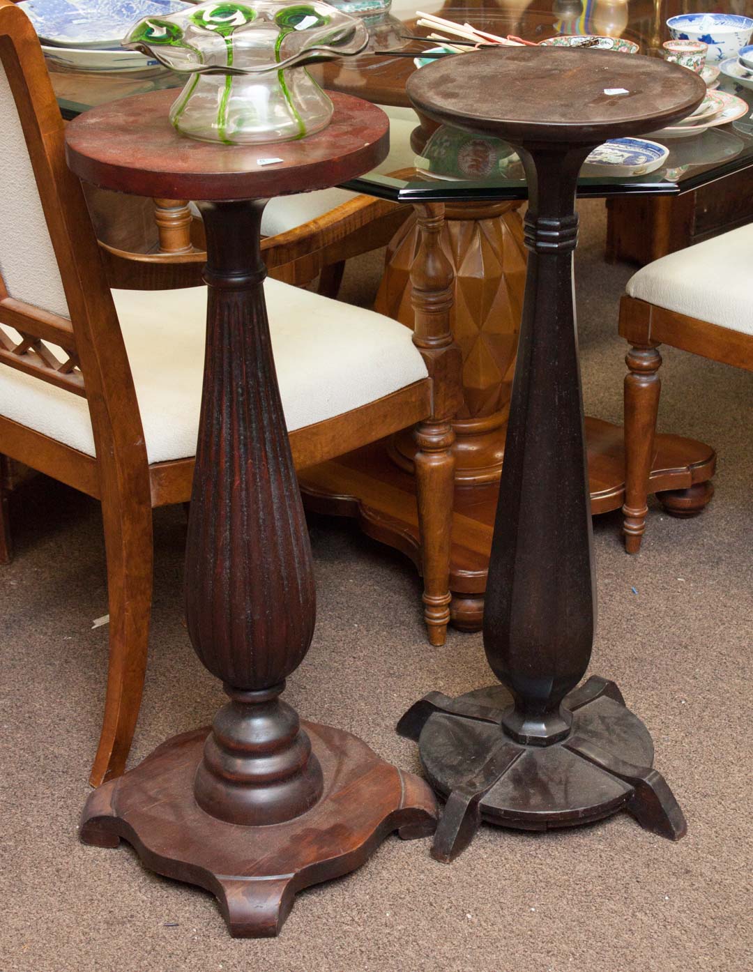 Appraisal: Two wooden pedestals